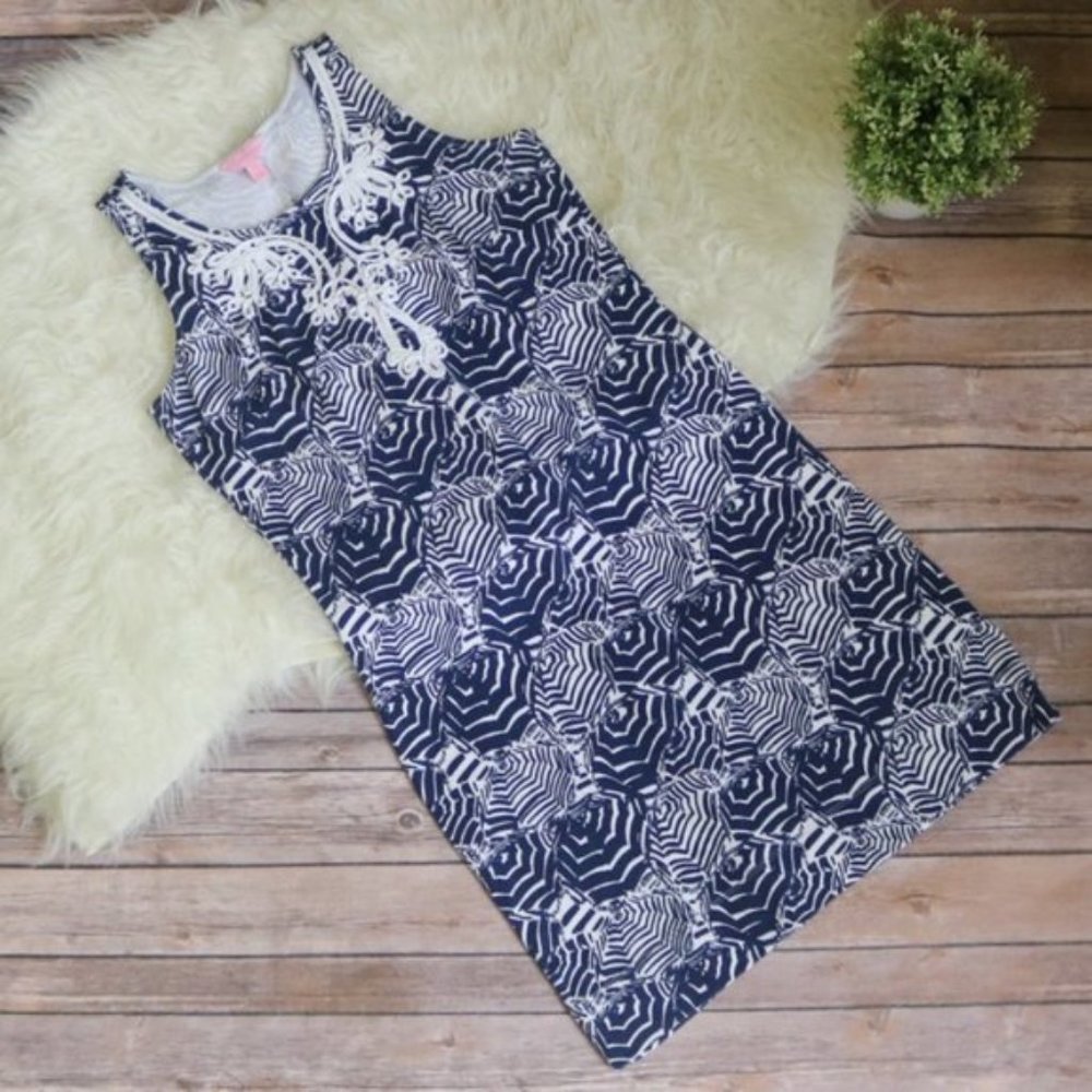Lilly Pulitzer Navy and White Geometric Mini Dress